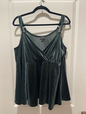 Torrid Deep Green Velvet Wrap Top (0)